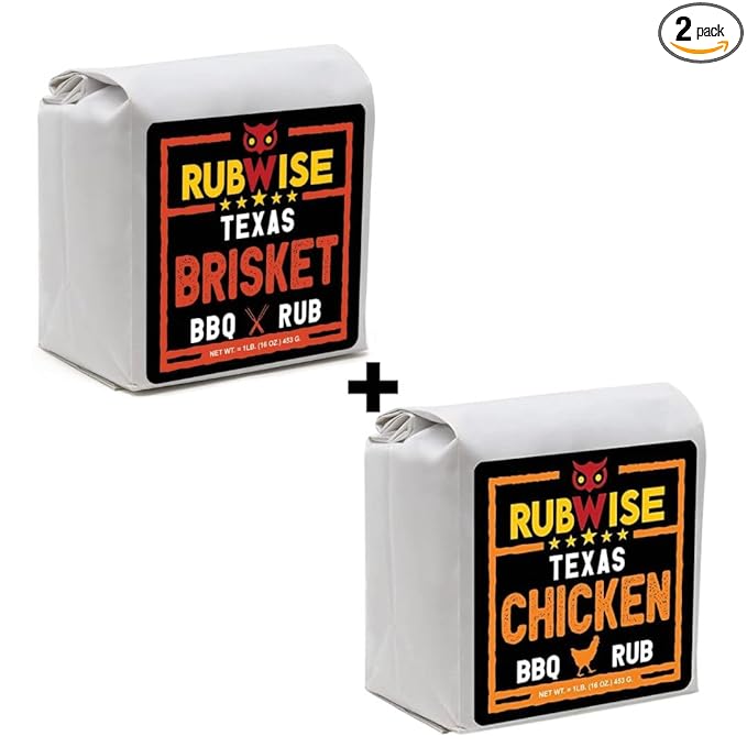 Texas Style Brisket Rub &amp Chicken Rub by Rubwise | BBQ Rub &amp Spices for Smoking &amp Grilling | Dry Rubs | Great on Brisket Steaks Ribs Burgers Chicken Turkey Duck and Seafood &amp Mo