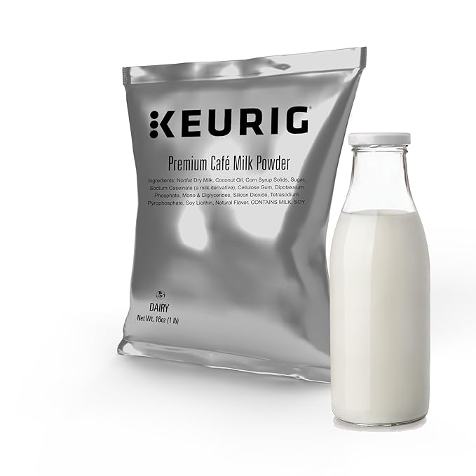 Keurig Premium Café Milk Powder 1lb Bag Specialty Beverage Base for Lattes &amp Cappuccinos Makes About 30 Drinks for Commercial Brewers Contains Milk &amp Soy 12 Pack
