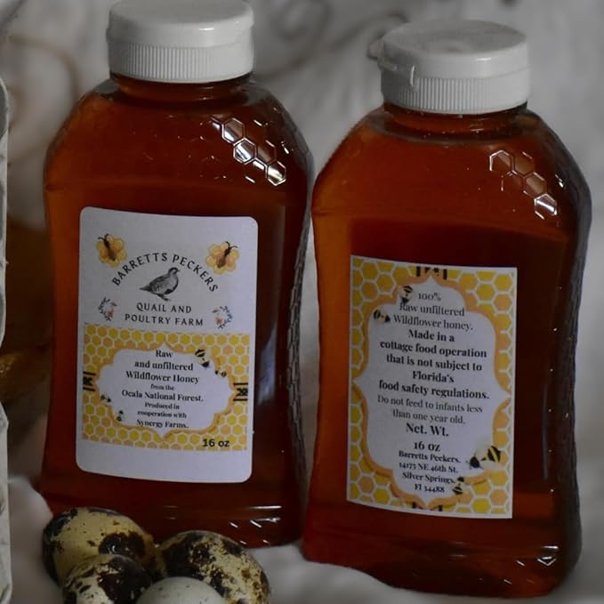 Raw Wildflower Honey Unfiltered from Ocala National Forest In Florida (32 ounces)