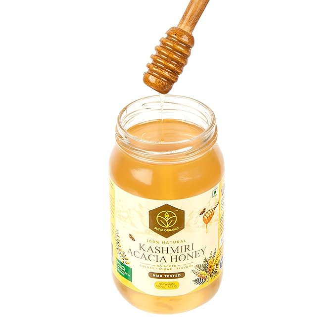 Shiva Organic’s Kashmiri Acacia Honey – Pure Unrefined Raw and 100% Pure Unfiltered Honey – All Natural Without Additives Or Preservatives GMO Free Gluten Free Vegan Kosher Glass Jar 35.27 Ou