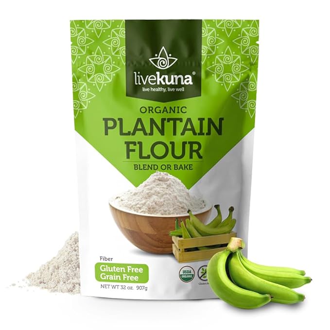 LiveKuna Organic Plantain Flour - Gluten Free All Purpose Flour Alternative For Baking &amp Cooking Recipes - Grain Free Vegan Plantain Flour Rich In Fiber &amp Vitamins for Keto &amp Paleo Diets