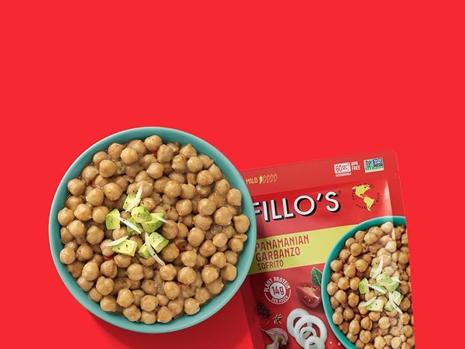 Fillo's Panamanian Garbanzo Beans Ready to Eat Beans 10 oz Pk of 6 Gluten-Free Preservative-Free Microwavable Meals Non-GMO Vegan Plant Protein