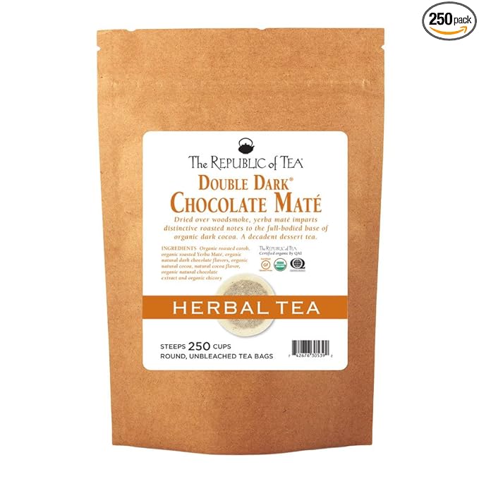 The Republic of Tea Organic Double Dark Chocolate Mate 250 Tea Bag Bulk