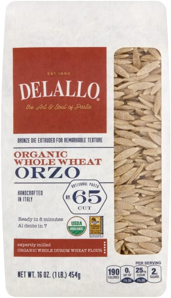 DeLallo Whole Wheat Orzo 16.0 OZ(Pack of 12)12