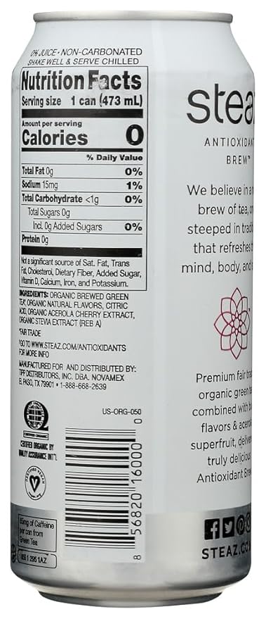 Steaz ZERO Calorie Raspberry 48x 16 Oz