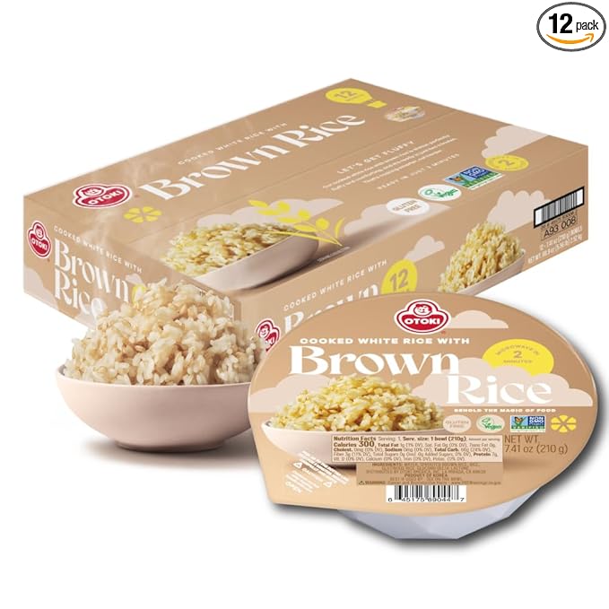 OTOKI Korean Sprouted Brown Rice Premium Whole Grain Rice Bowls Gluten-Free &amp Vegan Ready in 2 Minutes 7.41 oz (Pack of 12)