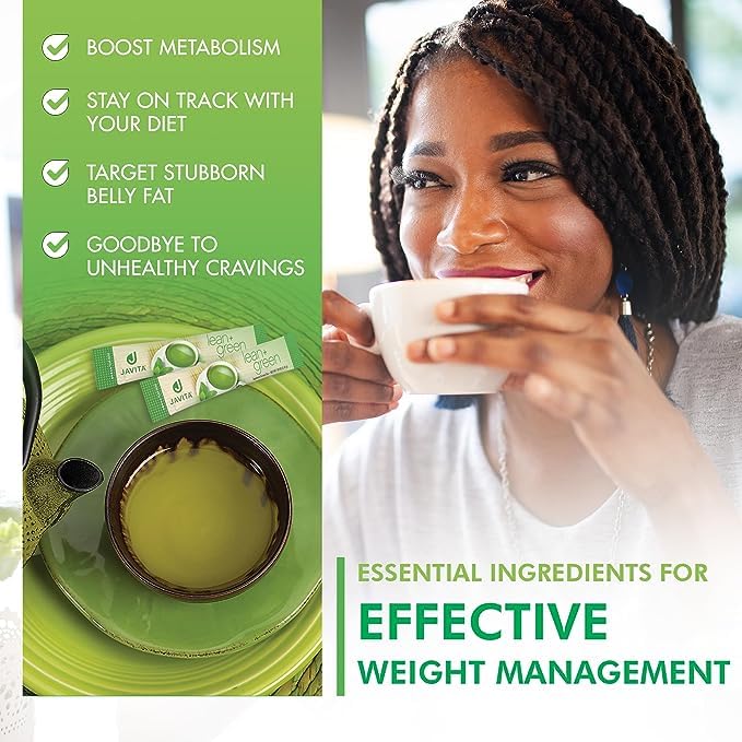Lean + Green Instant Tea Mix by Javita – Premium Green Tea &amp Herbs – Daily Metabolism Clean Energy Support – Award-winning Convenient Green Tea Mix (3 box/72 serv.)