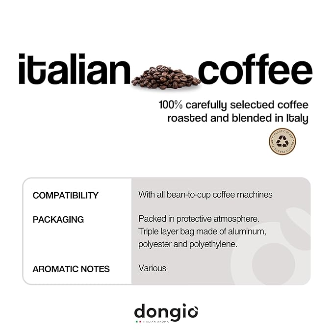 Dongiò Caffè Variety Pack whole bean coffee 3 bags of 2.2 lbs - 100% blended and roasted in Italy (light medium and dark roasts)