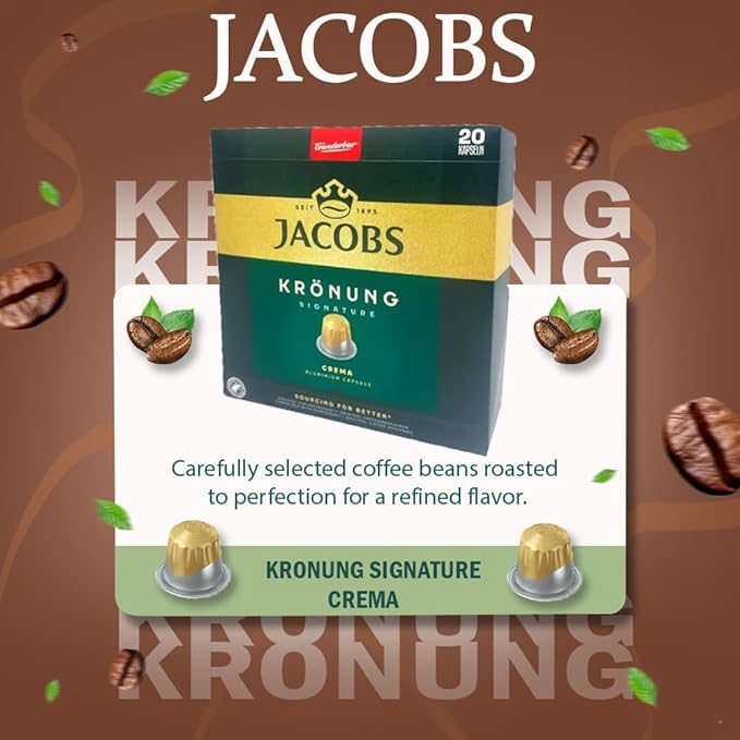 Jacobs KRONUNG CREMA 10x20 CAPSULES Coffee Capsules Compatible with (052 USD/1 CAP)