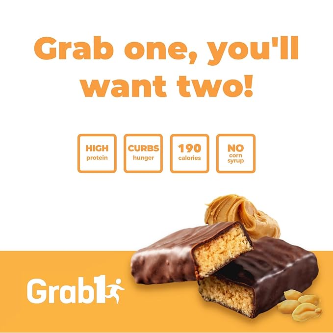Grab1 Sugar Free Protein Bars Peanut Butter (3 Pack- 12 Bars) | 7g Fiber | Delicious and Nutritious | Low Calorie | Zero Sugar