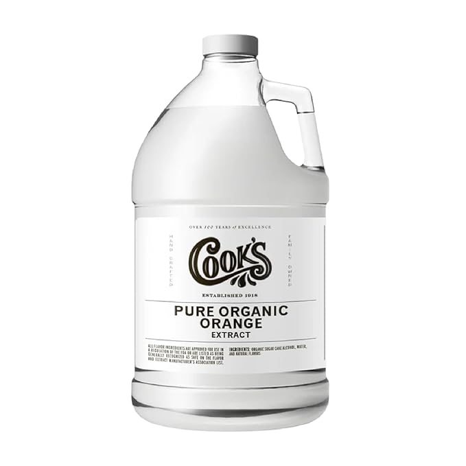 Cook's Organic Orange Extract for Baking Ice Cream Cakes Breads 128 Ounces (1 Gallon)