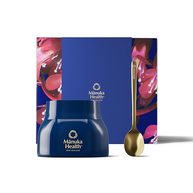 Manuka Health Extra MGO 600+ Manuka Honey Kit Includes MGO 600+ (250g) Gold Spoon and Drawstring Bag Authentic Raw Honey from New Zealand