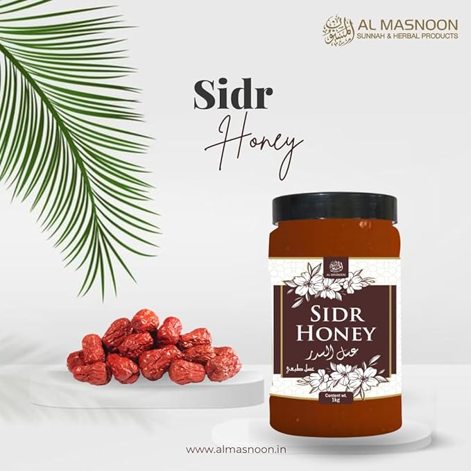 AL MASNOON Sidr Honey 1kg / Pure &amp Natural Wild Beri Honey | Raw Unprocessed Honey from Sidr Trees | Immunity Booster | Ayurvedic | No Additives or Preservatives | Pack of 1