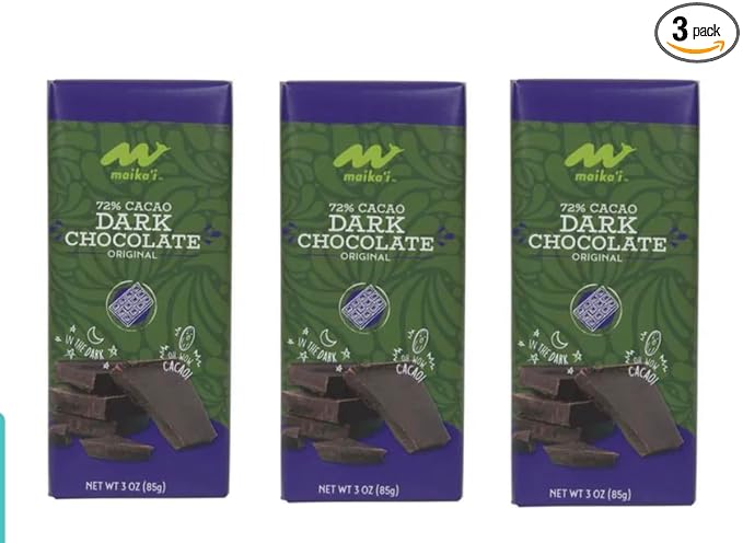 Maika'i Hawaiian 72% Dark Chocolate (Pack of 3)