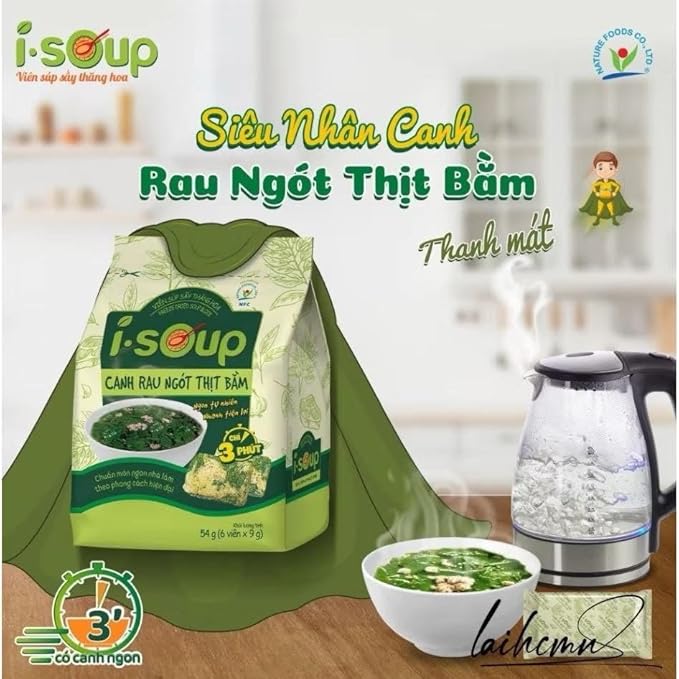 Set 3 Canh I-Soup Vietnamese Instant Soup Mix Variety Pack Vegetarian Canh Chua Chay Canh May Ngu Sac Canh Rau Ngot 3 Flavors