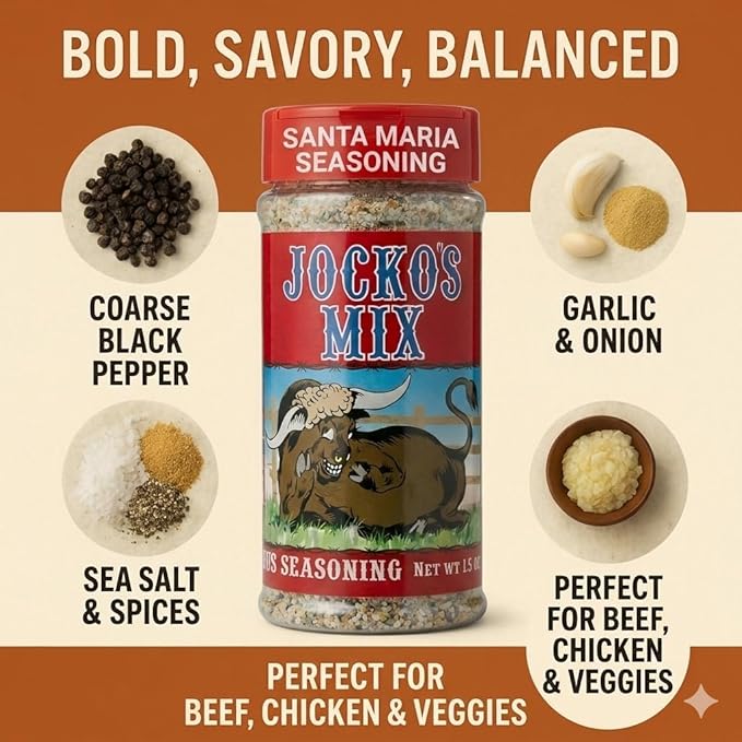 Jocko's Mix Santa Maria Style Seasoning - (3) 15.3oz Bottles Of Tri-Tip Steak Pork and Chicken Seasoning - Santa Maria Grill - Jocko's Mix for Meat Seafood Stew &amp Vegetables