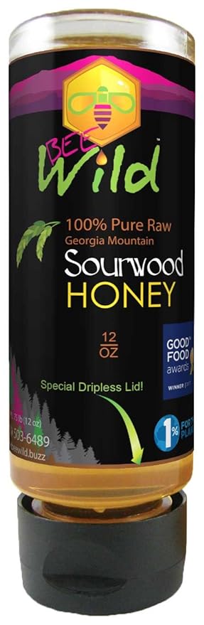 Bee Wild 100% Pure Raw Organic Unfiltered Honey - Sourwood 12 ounce