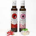Pack of 2 Extra Virgin Flavored Olive Oil 1 Bottle Garlic 1 Bottle Chili Infused EVOO Cold Pressed Polyphenol Rich EVOO Intense Flavor Olive Oil Extra Virgin from Laconia 2X250ml