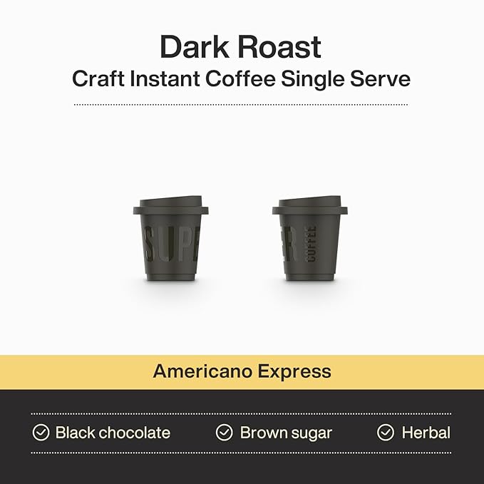 SATURNBIRD Express Instant Coffee Dark Roast Americano Style Enjoy Cold/Hot Freeze Dried Arabica Blend Coffee Powder Iced Coffee 2 Packs Total 24 Single Serve Packets for Traveling Camping Home