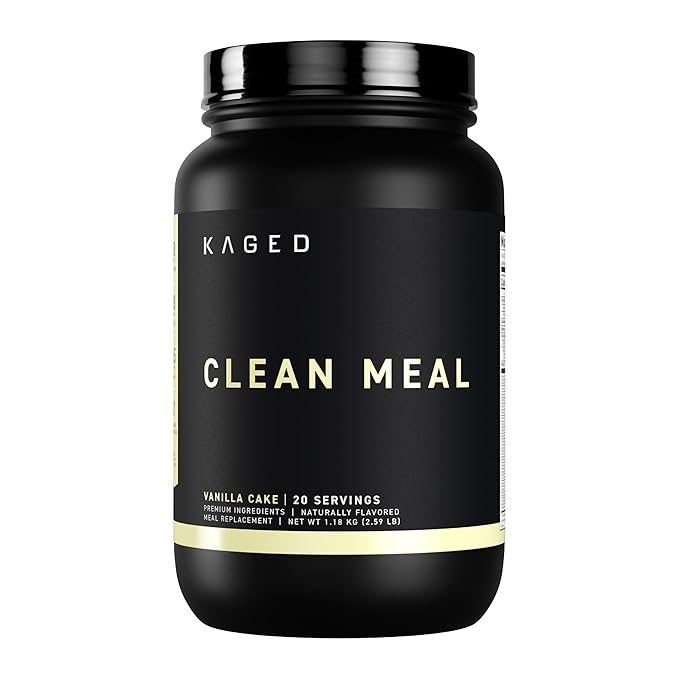 Kaged Clean Meal Powder | Vanilla Cake | Meal Replacement Shake | Whey Protein Isolate | Clean Carbs MCT Oil Fats Organic Vitamins and Minerals | Supplements for Men &amp Women | 20 Servings