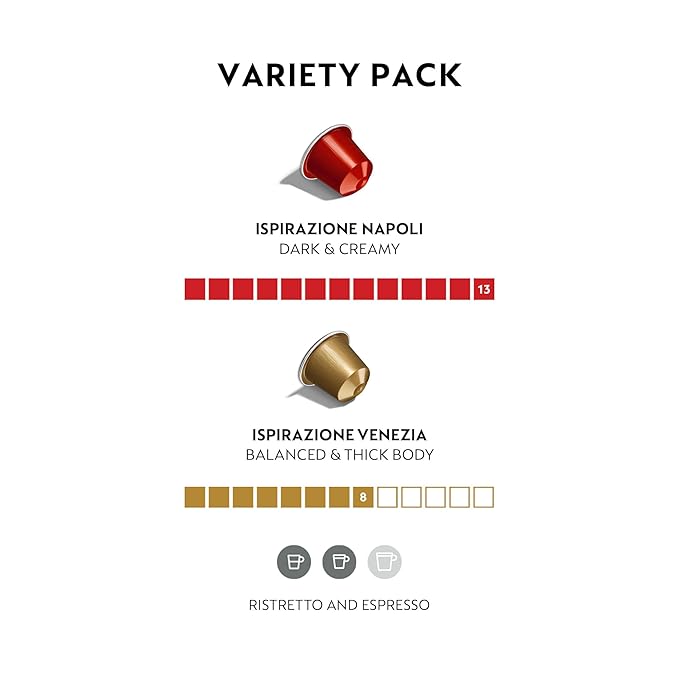 Nespresso Capsules Original Line Variety Pack Napoli and Venezia Espresso Coffee 50 Count Espresso Coffee Pods