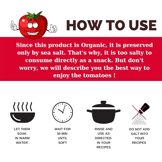 Berrilys Organic Sun-Dried Tomatoes Salted No Sulfur No Preservatives Kosher Raw Non-GMO Great Ingredient for Baking and Cooking Requires Pre-treatment or Cooking Before Consumption 5 LB