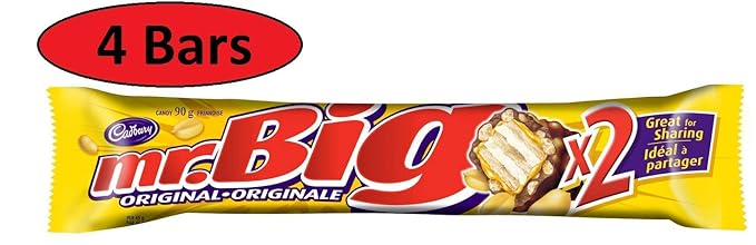 Mr. Big x2 Chocolate Bars 90g Each BAR The Great Taste of Canada Chocolate bar (4 Packs)