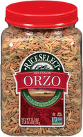 RiceSelect Tri-Color Orzo Pasta Non-GMO 26.5 oz (Pack of 4 Jars)