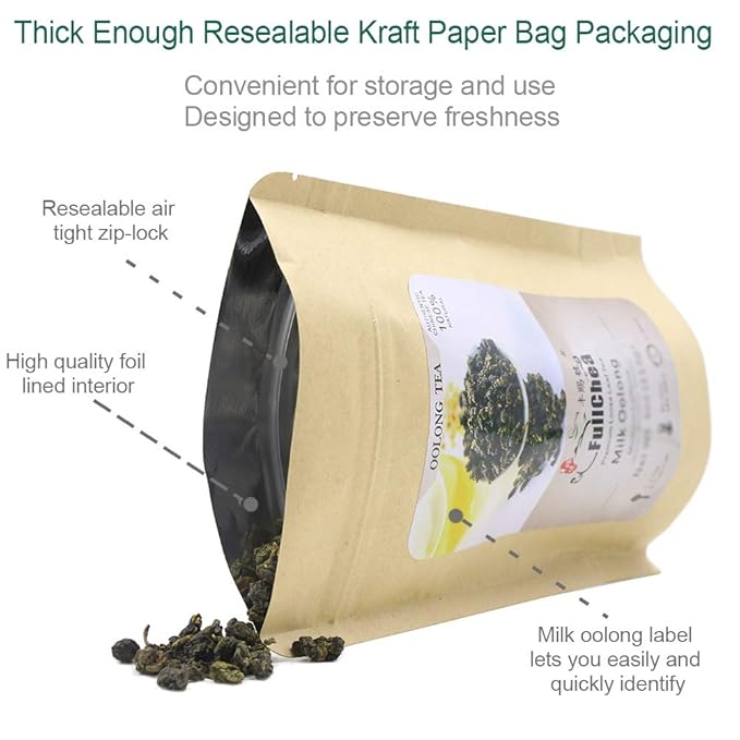 FullChea Milk Oolong Tea - Loose Leaf - Taiwan High Mountain Jin Xuan - Naturally Milky &amp Silky - 8oz / 226g