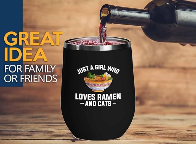 Ramen Lover Black Edition Wine Tumbler 12oz - Just a girl who loves - Food Lovers chicken pumpkin vegan pantry spicy noodles