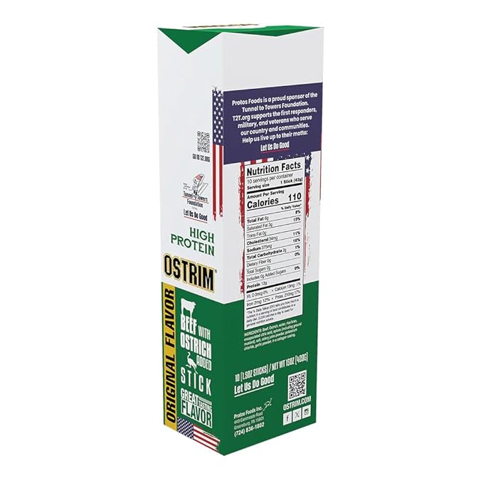 Ostrim (1.5oz) Beef &amp Ostrich High Protein Snack Stick (Original Flavor) (1 Pack of 10)