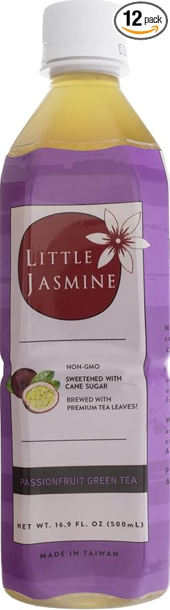 Little Jasmine Passion Fruit Green Tea Sweetened with Cane Sugar Real Fruit Juice No Artificial Flavors 16.9 Fl Oz (Pack of 12)