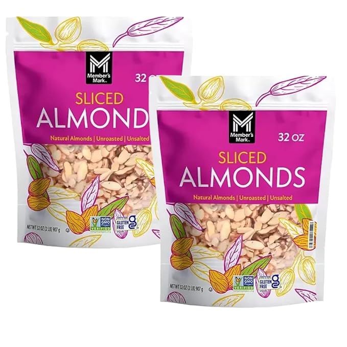 Natural Sliced California Almonds 32 Ounces (32 Ounce (2 Pack))