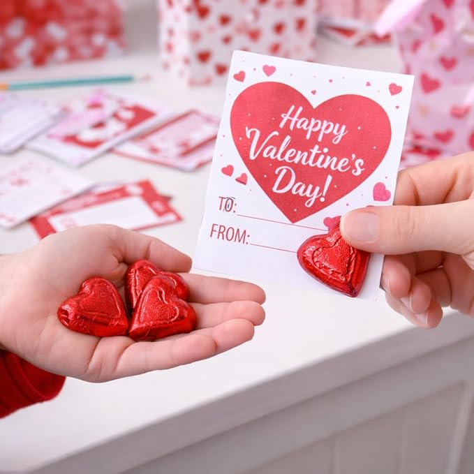 40 Count Valentine Milk Chocolate Hearts | Individually Wrapped Party Candy 1.25”