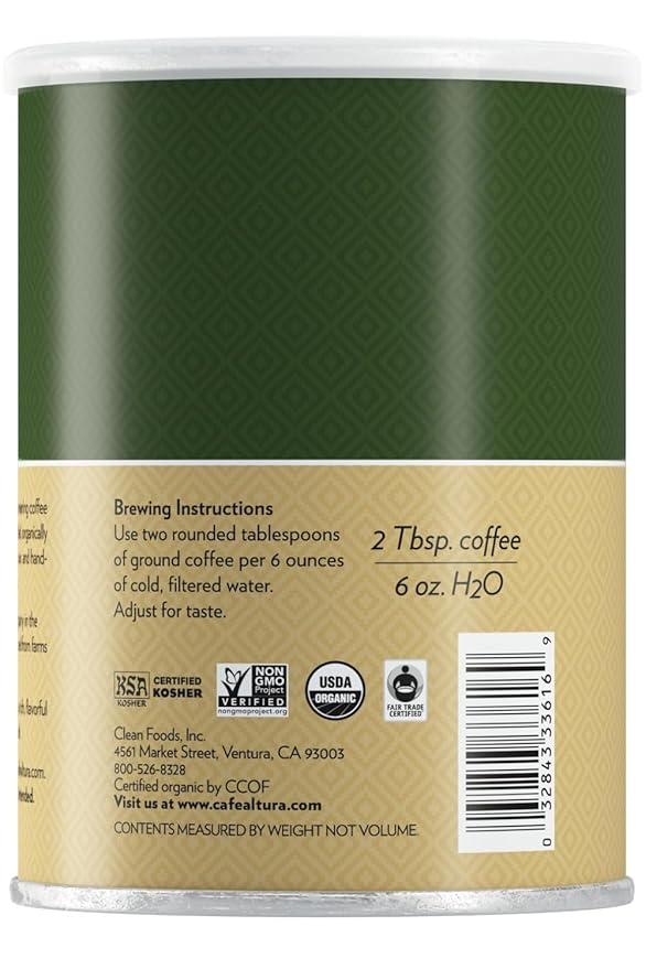 Cafe Altura Ground Organic Coffee Fair Trade Classic Roast 12 Ounce