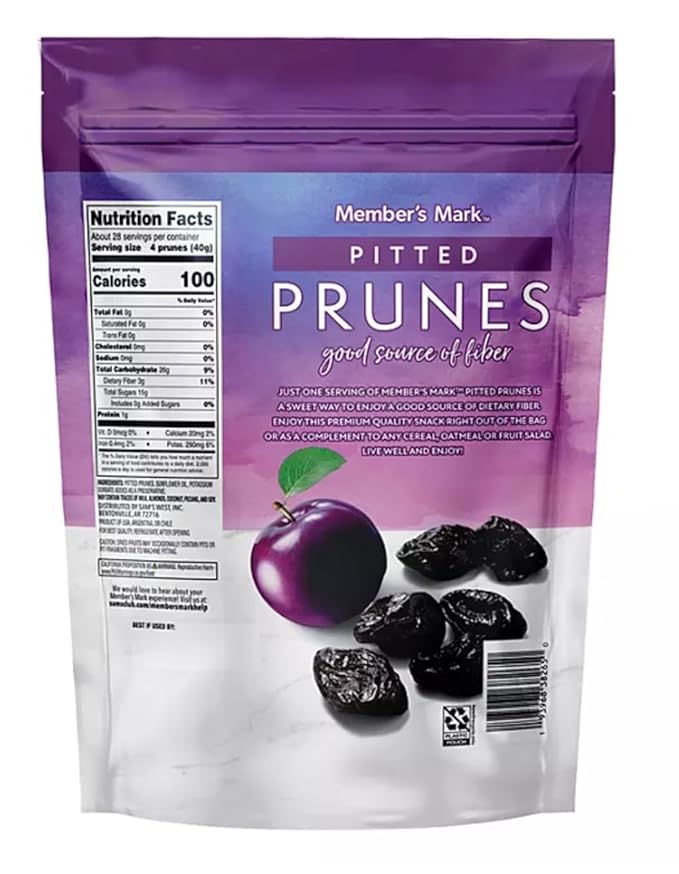 Dried Pitted Prunes Good source of dietary fiber. Great for salads smoothies baked treats(40 OZ.)(2 PK)