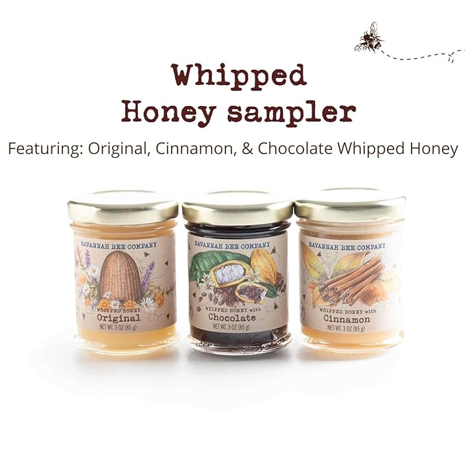 Savannah Bee Company Honey Sample Set - Whipped Honey - Original Chocolate and Cinnamon