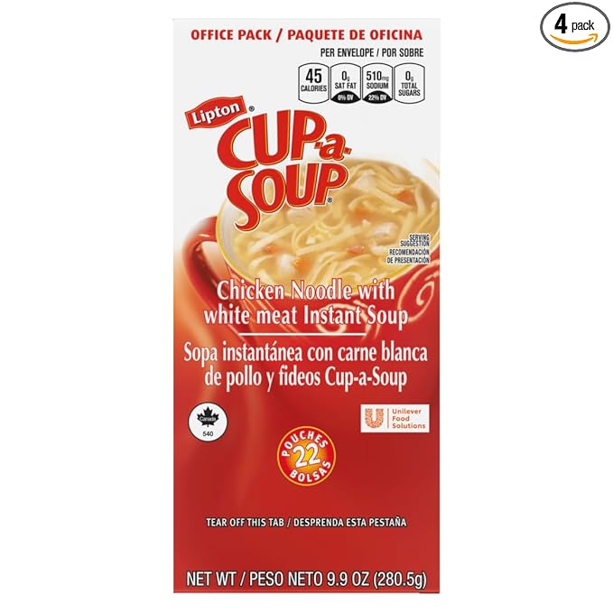 Lipton Cup-a-Soup Chicken Noodle Soup Mix 0g Trans Fat9.9 Ounce (Pack of 4)