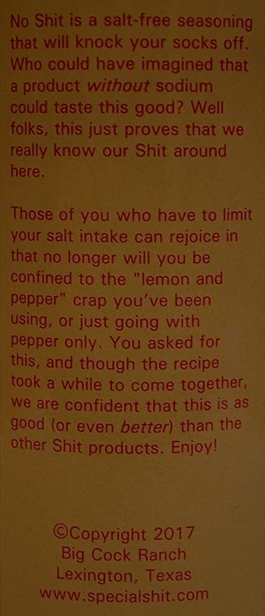 Shit Load No Shit Salt Free Seasonings From Big Cock Ranch 8 Ounce (Pack of 3)