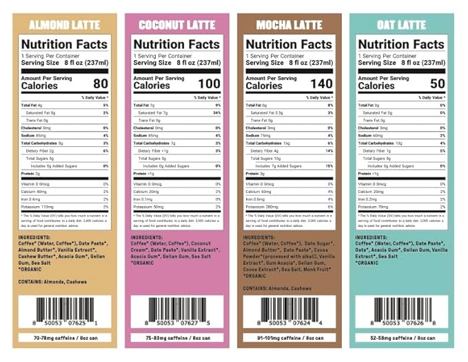 Groundwork Organic Coffee - Oat Cold Brew Latte - 8 Fl Oz Cans (12 Pack)
