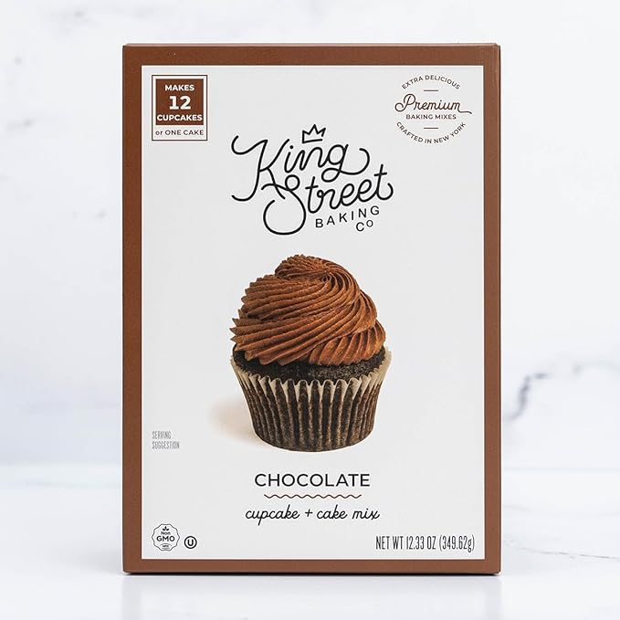 King Street Baking Co Chocolate Cupcake &amp Cake Mix - 7 Ingredient Box Mix With Real Cocoa - 3 Pack