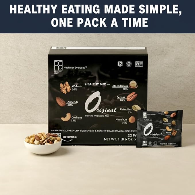Roastery Coast - Mixed Nuts Variety Pack for Adults | Healthy Snacks | Individual Packs | Unsalted | No Peanuts | Assorted Nuts Snack | Pistachios | Almonds | Hazelnuts | Pecans | Slow Dry-Roasted