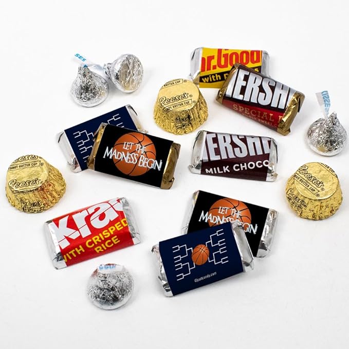 110 Pcs Basketball Party Candy Favors Chocolate Mix Let the Madness Begin (1.62 lbs Approx. 110 Pcs) - Navy Blue
