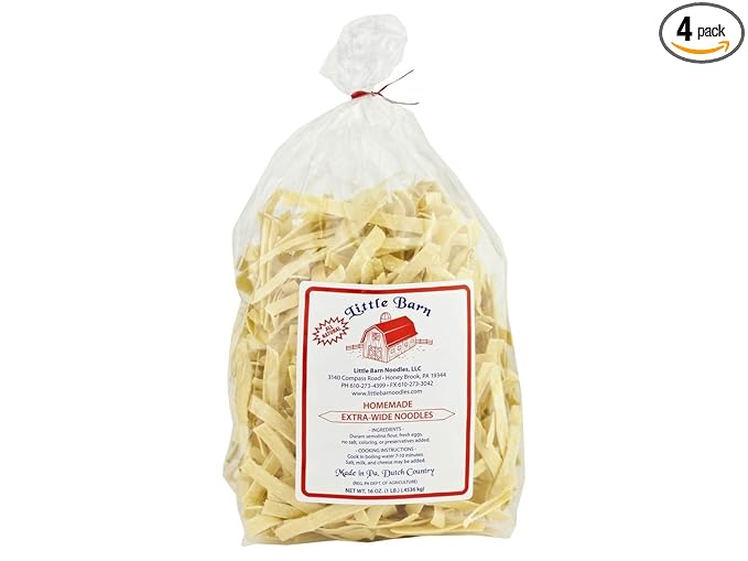 AmishTastes Little Barn PA Dutch Homemade Extra-Wide Noodles 16 Oz. (Pack of 4)