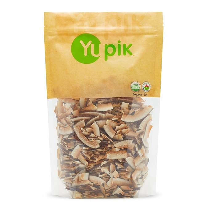 Yupik Organic Toasted Coconut Smiles 2.2 lb (35.2 oz) Non-GMO Vegan Gluten-Free Kosher Crunchy Unsweetened Coconut Thick Shavings No Added Sugar Oil-Free Source of Fiber Healthy Snacks