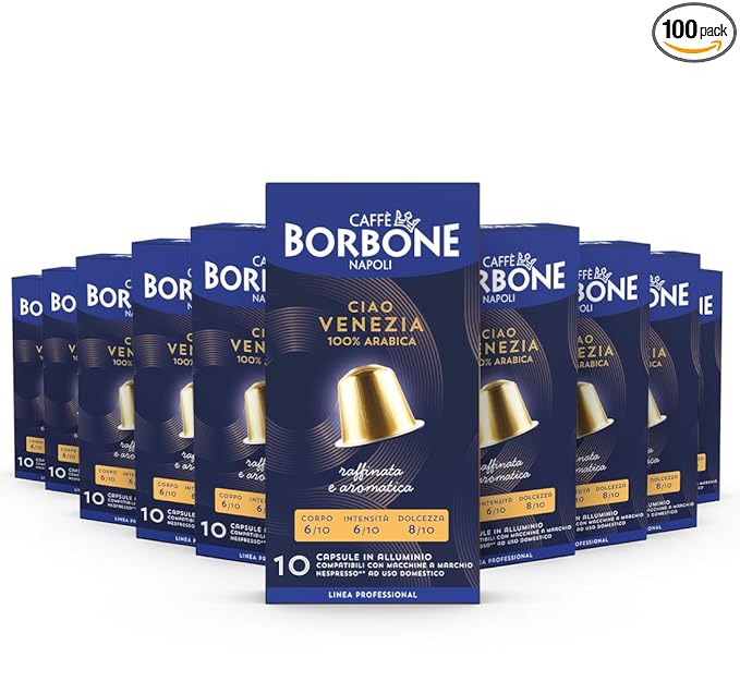 Caffè Borbone Ciao Venezia Aluminum Capsules Compatible with Nespresso Original Machines Medium Roast 100 Count