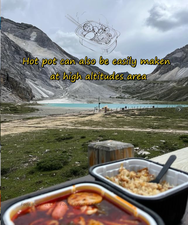 Food Experts Instant Self-Heating Hot Pot 1.2lb*3 Container Outdoor Fishing Hiking Easy Meal non cookware(SpicyVeggies 1.1LB*3 Container)