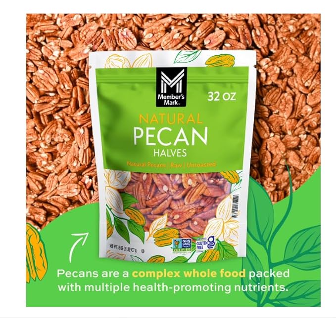Natural Pecan Halves 32 oz.(1 Pack) Resealable Bag Unsalted Raw Nuts for Cooking Baking &amp Snacking Vegan Protein Keto Snack Healthy Snacks for AdultsGluten Free Raw Pecans Halves