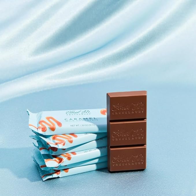 Ethel M Chocolates Premium Milk Chocolate Caramel Filled Bars Individually Wrapped Chocolate Candy Bars for Gifting Holidays &amp Everyday Indulgence (8 Pieces)