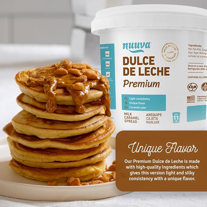 Nuuva Foods Premium Dulce de Leche – Authentic Creamy Caramel Spread – Perfect for Desserts Baking and Spreading Caramel Carmel Syrup Dulce De Leche Syrup - 11 lbs